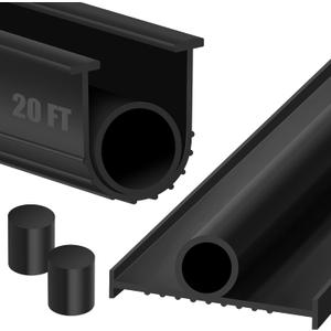 ToLanbbt Garage Door Bottom Rubber Seals 20 FT Garage Door Weather Stripping Kit Seal Strip Replacement with 1/4" T Ends & 2 End Plugs, Universal U+O Ring Weatherproof Rubber Bottom Seal, Black