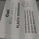 Ciaell 150 PCS Blue and Silver Plastic Plates - Blue Disposable Plate include 50 Plates, 25 Knives, 25 Forks, 25 Spoons, 25 Cups for Weddings & Party & Christmas