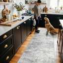 Washable 2x10 Kitchen Runner Rug: Abstract Farmhouse Bathroom Entryway Rug Soft Stain-Resistant Hallway Floor Mat Non-Slip Indoor Non-Shedding Carpet for Nursery Living Room Bedroom (2x10,Light/Grey)