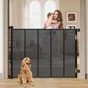 47 Extra Tall Retractable Baby Gate, Reinforced Mesh Dog Gate Extends to 59" Wide, Baby Gate for Stairs, Doorways, Hallways, Indoor and Outdoor, Black
