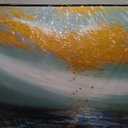 Hand Painted Blue Ocean Oil Painting for Office, Large Abstract Wall Art for Living Room, Framed Seascape Wall Picture for Kitchen Bedroom Home Decor 32x32inch (Artwork-WKF-210)