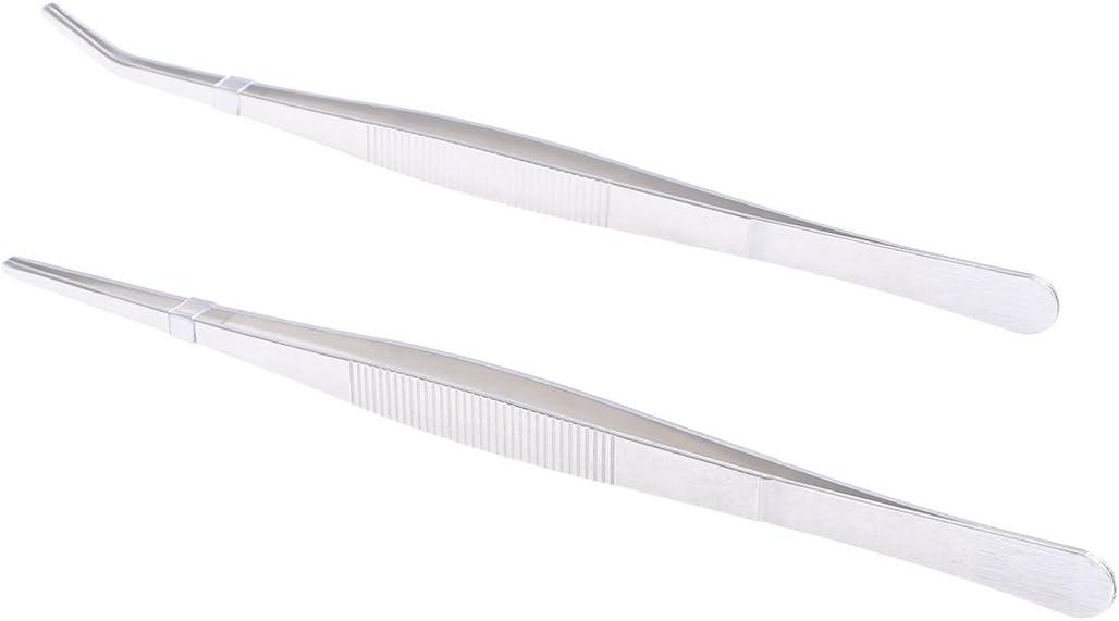 VORCOOL Stainless Steel Straight and Curved Nippers Feeding Tongs for Reptile Snakes Lizards Spider 2 Pcs Silver