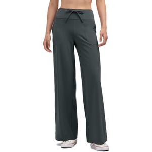 AJISAI Womens Wide Leg Sweatpants High Waist Drawstring Comfy Yoga Pants with Pockets for Casual Work Workout Petite/Regular (Black, S)