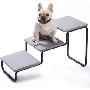 Dog Stairs for Large and Small Dogs, Extra Wide Metal Frame Dog Steps for Bed and Couch, Stable and Durable (Light Grey, 20.9H (Extra Wide), 3)