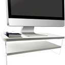 TINOMAR Monitor Stand Riser, Wood and Acrylic Monitor Stand Riser for Desk for iMac, Laptop, White, 2 Tier (20''x8''x5.4'')