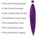 Purple Braiding Hair Pre stretched Purple Hypoallergenic Non Toxic Braiding Hair Extensions Synthetic Prestretched Knotless Ez Braid