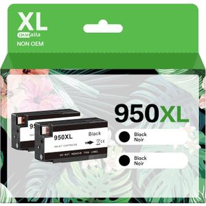 950XL Black Ink Cartridges Compatible for HP 950 XL Ink Cartridge Replacement for HP OfficeJet Pro 8600 8610 8620 8100 8630 8660 8640 8615 251DW (2 Black)