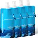 Membrane Solutions Collapsible Water Bottle 23oz, Foldable Pouch Water Bottle with Carabiner, BPA-Free, Leakproof for Traveling Camping Hiking Cycling Yoga Sports Outdoor Essentials