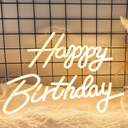 Happy Birthday Neon Sign for Backdrop, LED Happy Birthday Light Up Sign, USB Powered Dimmable Neon Light for Birthday Party Decorations, Wall Decor, Warm White, 16.5 x 12 inch