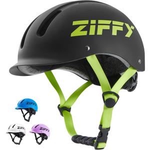 ZIFFY Kids/Toddler Bike Helmet, Adjustable, Lightweight, Safety Certified Scooter Helmet for Boys & Girls with Washable Inner Lining, 2 Sizes, 4 Colors  Fits Toddlers to Youth by Jova (Small, Black)