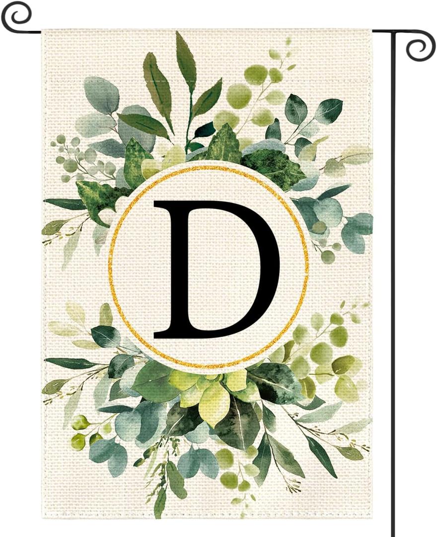 3 x AVOIN colorlife Initial Monogram Letter D Floral Garden Flag 12x18 Inch | Double Sided, Weather & Fade Resistant, Yard Outdoor Decoration, Family Last Name