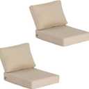 Sunbrella Outdoor Patio Chair Cushions Set, 23.5"x27" Outdoor Deep Seat Patio Cushions Set of 2,Water-Resistant Weather Resistant with YKK Zippers,Sunbrella Canvas Antique Beige