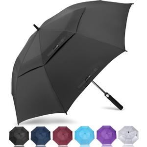 ZOMAKE Golf Umbrella Windproof, Extra Large Oversized Heavy Duty Double Canopy for Rain, Sports Games & Push Cart(62inch, Black)