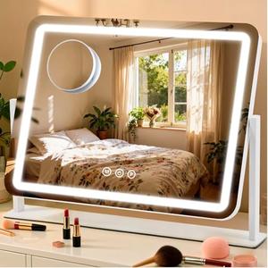 ViKert Vanity Mirror with Lights, 5X Magnification Spot Mirror, Makeup Mirror with Dimmable 3 Color Lighting, 17.3"L x 14.2"W