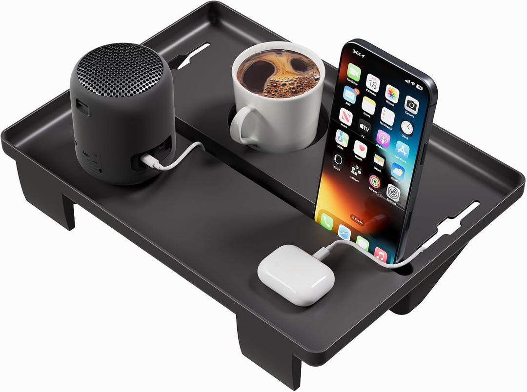 JOYMOOP Clip-On Bedside Shelf for Bunk Beds, Dorm Room Essentials, Bedside Caddy, No-Tool Install Bed Side Table Storage for Loft, Platform Beds, Nightstand Caddy for Phone, Glasses, Book, Black