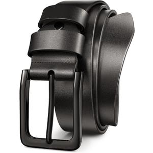 Mens Dress Belt,Genuine Casual Leather Belts for Men 1.5" Width (waist size 40-43", Black)