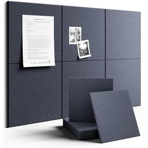 Fluxynara Large Felt Bulletin Board 36" x 24" Cork Board Alternative-6 Pack with 40 Safe Removable Adhesive Tabs, Cork Boards for Walls Cork Board for Home Office Classroom Pin Board-Navy Blue