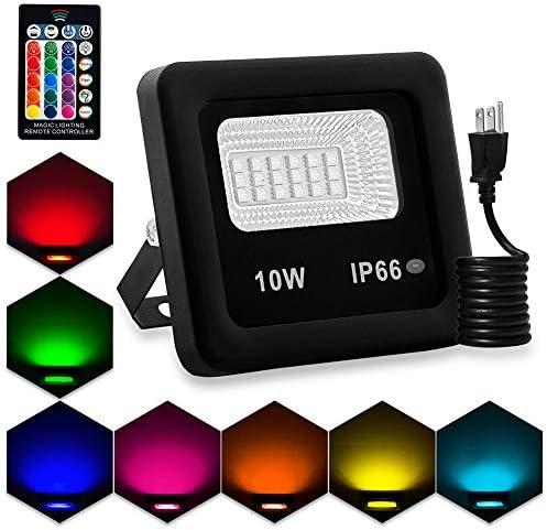 LED Flood Lights, RGB Floodlight with Remote Control,IP66 Waterproof Dimmable Color Changing Spotlight,16 Colors 4 Modes Stage Lights for Outdoor Decorative Garden Stage Landscape Lighting