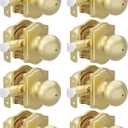Goldenwarm 8 Pack Brushed Gold Privacy Door Knobs Interior for Bedroom & Bathroom, Classic Gold Interior Door Knobs