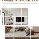 Self Adhesive Acrylic Mirror Tiles,12 x 16 Inches,8 Pack,Peel and Stick Shatterproof Flexible Plastic Mirror Sheets for Wall, Bedroom, Door, Home Gym