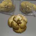 DILATATA 3 Pcs Metal Flower Wall Art Set 10 Inch Rustic Modern Floral Sculpture 3D Metal Flower Wall Hanging Accent for Indoor Living Room Bedroom Kitchen Bathroom Garden Patio Decor - Gold (Style 2#Gold)