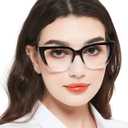 MARE AZZURO Oversized Reading Glasses Women Large Cat Eye Readers  (Black+clear 1.5 )