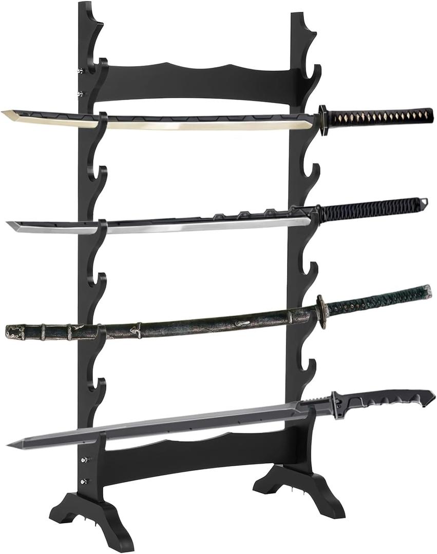 8 Tier Sword Display Stand Floor, Multilayer Katana Stand Floor, Wooden Sword Rack Floor Stand, Japanese Samurai Sword Holder (8 floors)