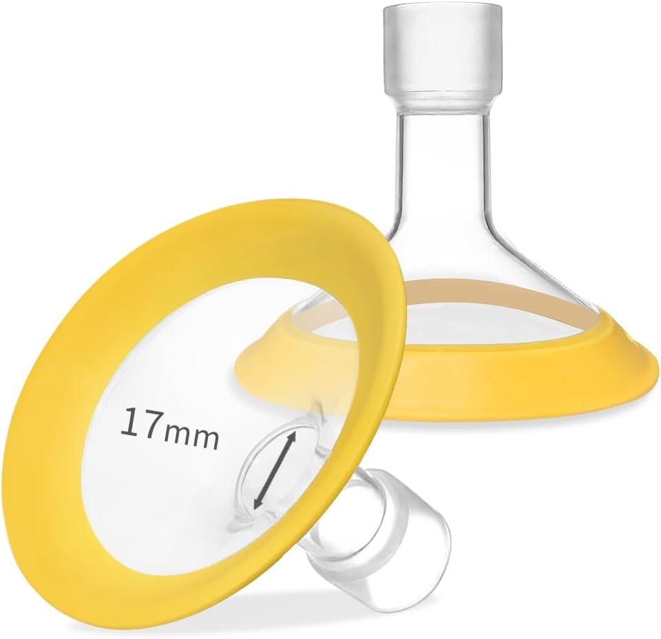 17mm Oval Flanges Shields Compatible with Medela Pumps, Replacement Parts for Pump in Style, Symphony, Swing Maxi, Harmony and Personalfit FlexBreast Pump Accessories