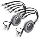 4 in 2 Retractable Charging Cable 4A,2Pack 4Ft Multi Chargers for All Devices,USBC Charging Cable with A/C to Type C/L/Micro USB Ports Universal Multiple USB Cable for iPhone Series/Samsung/Tablets/PS (Grey)