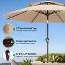 AreShark 9ft 2 Tiers Patio Umbrella with Solar Lights, Outdoor Umbrella w/ 32 LED Lights&8 Sturdy Ribs, Table Umbrella for Deck, Backyard, Pool(Beige)