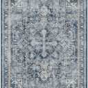 RUGGABLE Washable Vintage Area Rug  Kamran Admiral Blue 9x12, Stain-Resistant, Non-Slip with Standard Pad  Large Machine Washable Rugs for Living Room, Bedroom, Hallway, Entryway & Office