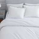 Martha Stewart - King Comforter Set, Crisp & Smooth Bedding with a Cotton Percale Lightweight Feel, Reversible 3 Piece Bed Set with Matching Pillowcases (Simple Scallop Blue)