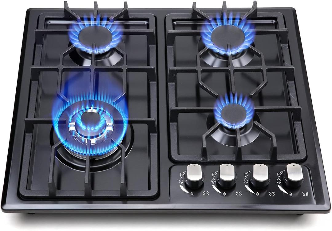 FORIMO Gas Cooktop 22InchBuilt in Gas Cooktop 4 Burners Stainless Steel Stove with NG/LPG Conversion Kit Thermocouple Protection and Easy to Clean