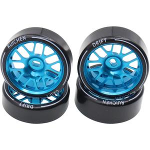 4PCS 27Mm Hard Drift Metal Wheel Rim Tyres Compatible with Wltoys 284131 K969 K979 K989 Kyosho Mini-Z 1/28 RC Car PartsBlue