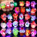 FLY2SKY Christmas Party Favors 25Pcs 3D LED Finger Lights for Kid & Adults Toys Light Up Rings Stocking Stuffers Party Favors Assorted Styles Gift Package No-Repeat Non-Candy Gift New Version