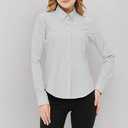 Button Up Shirt Women Long Sleeve Oxford Shirt Classic-Fit Cotton Work Blouse Wrinkle Resistant (Gray, XXL)