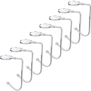 Komotu Christmas Stocking Holder for Mantle - 8 Pack Non-Slip Stocking Mantel Holders Hooks Hanger for Christmas Xmas Fireplace and Party Decoration (Silver)