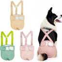 Washable Female Dog Diaper with Suspender - 3 Pack Reusable Super Absorbent & Leakproof Fixed Doggie Diapers for Dogs in Heat Cycle-S