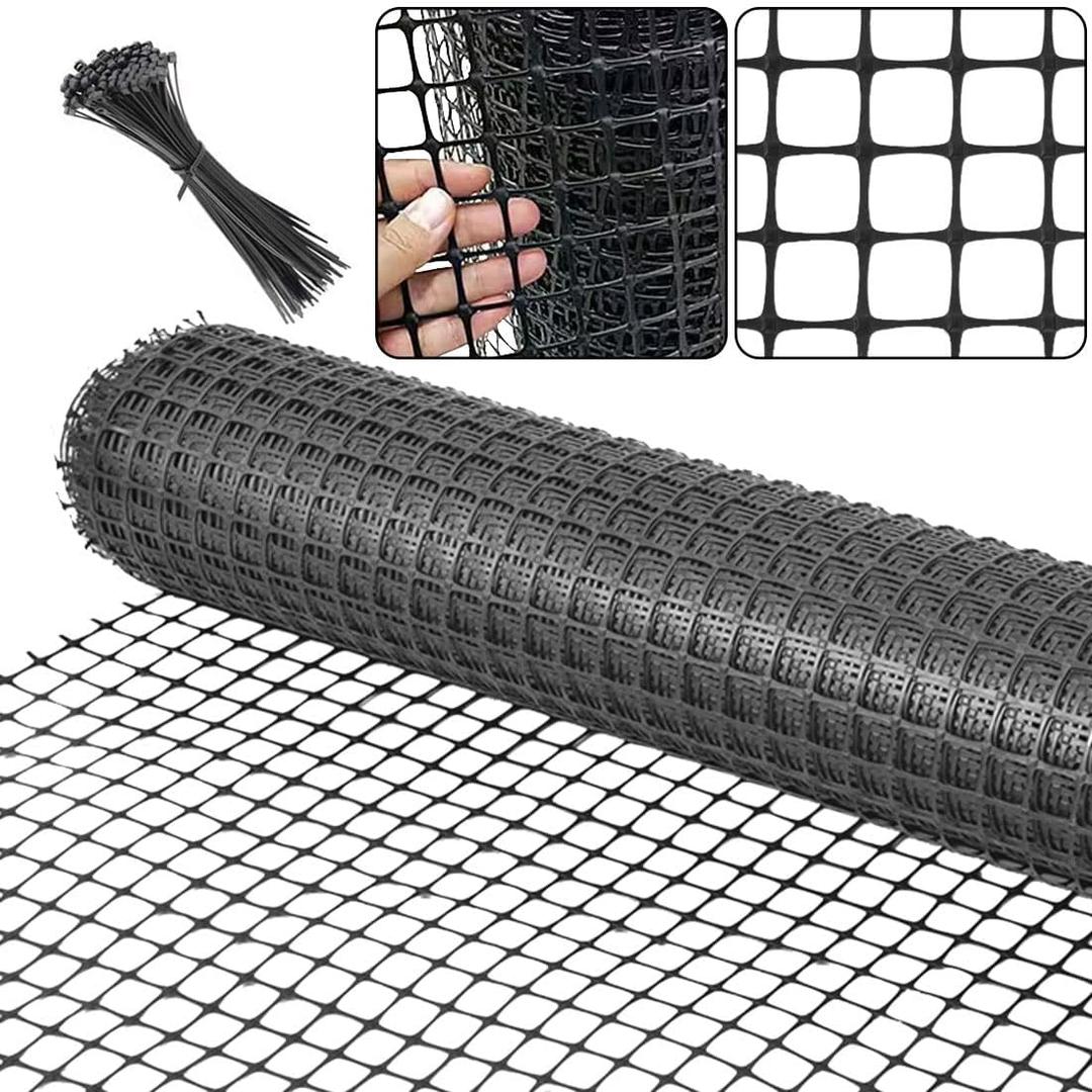 Plastic Garden Fence Animal Barrier,3.28 x 66 FT Heavy Duty Hard Plastic Mesh Fencing,Reusable Safety Temporary Fence Roll with Zip Ties,Snow Fence for Pool Deer Rabbit Chicken Dog Poultry-Black