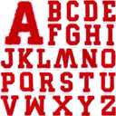 Waydress 26 Pcs Preppy Chenille Letter Iron on Letters Patches 2.8 Inch Self Adhesive, Sew on Chenille A-Z Alphabet Letter Patches for Clothing DIY Supplies(red-White Style)
