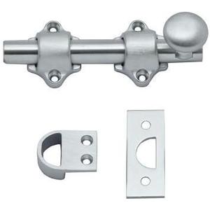 QCAA Solid Brass Dutch Door Bolt, 4", Satin Chrome, Made in Taiwan, 1 Pack