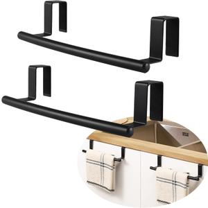 KES Over The Door Towel Rack, Over Cabinet Towel Bar Kitchen Bathroom Towel Holder Storage Dish Towel Holder, Over Cabinet Cupboard Door Towel Bar, Matte Black 2 Pack, KTH500S26-BK-P2