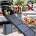 71" X-Long Dog Ramp for Car, Foldable Dog Ramps for Large Pets, Portable Dog Ramp for Truck, 17" Wide Dogs Car Ramp with Non-Slip Rug Surface, Pet Ramps for Large Dogs Up to 250LBS for SUV Truck-XL