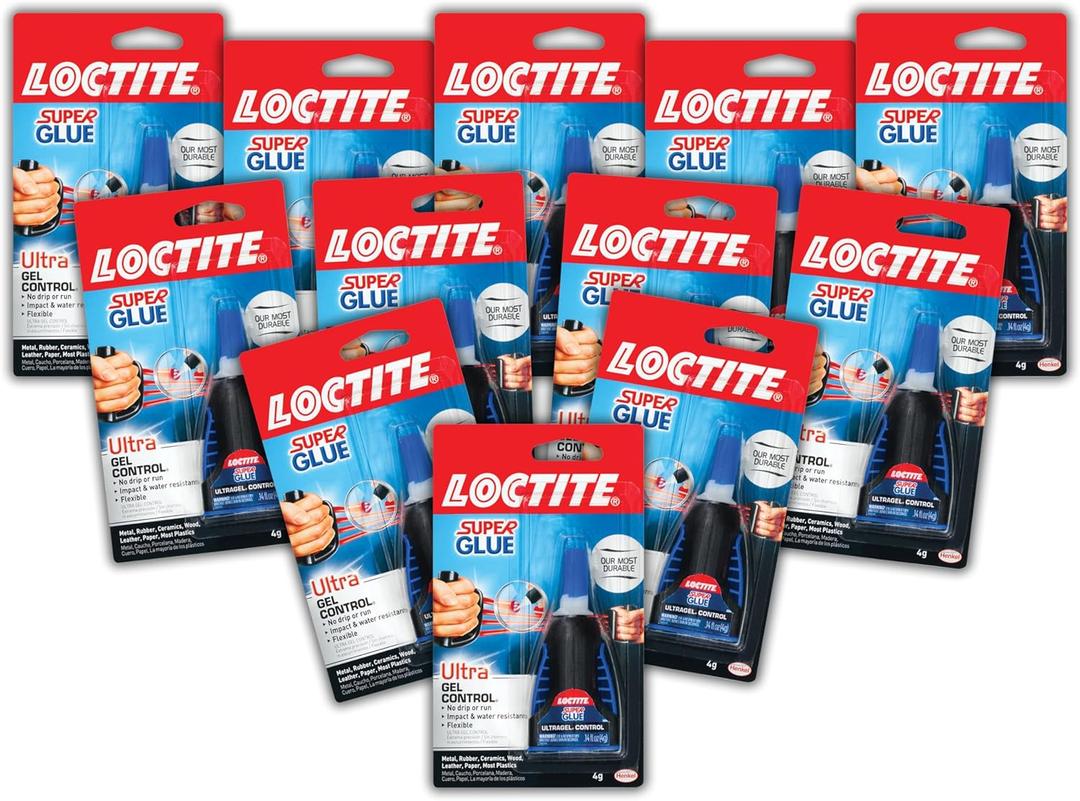 Loctite Super Glue Ultra Gel Control, Clear, 0.14 fl oz Bottle, 12 Pack - Superglue for Plastic, Wood, Metal, Crafts & Repair, Cyanoacrylate Adhesive Instant Glue, Quick Dry