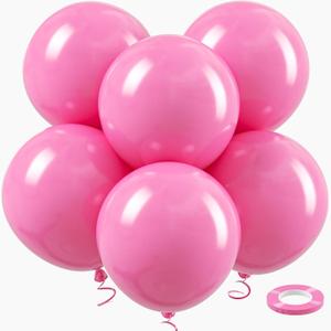 18 Inch Pink Large Balloons - 35Pcs Thick Pink Big Round Latex Party Balloons for Galentine's Day Valentine's Day Birthday Anniversary Baby Shower Wedding Engagement Themed Party Decorations