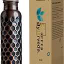 Copper Water Bottle, 32oz, Antique Black Diamond, Ayurvedic Water Bottle with Lid, for Hiking, Camping, Home, Office, Gym, Travel, Outdoor Activities