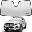 Windshield Sun Shade Compatible for 2020-2025 Benz GLE GLS Silver Reflective Foldable Front Sun Visor Sunshade Protector with Storage Bag Keep Interior Cool