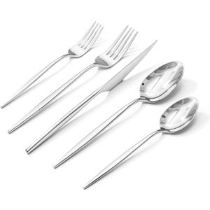 KINGSTONE Silverware Set, 20-Piece Flatware Set Cutlery Set Premium 18/10 Stainless Steel, Tableware Include Forks Knives Spoons for Home Kitchen Restaurant Wedding, Dishwasher Safe
