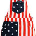 Adobabirl Toddler Baby 4th of July Outfit Girl Boy American Flag Overall Shorts Suspender Denim Jumpsuit with Pocket, 3-4T