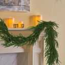 Hananona 2 Pcs 6 Ft Artificial Norfolk Pine Garlands, Real Touch Winter Pine Garland, Green Artificial Greenery Garland for Table, Mantle, Wall, Indoor, Outdoor Christmas Decorations (2, 6 FT)